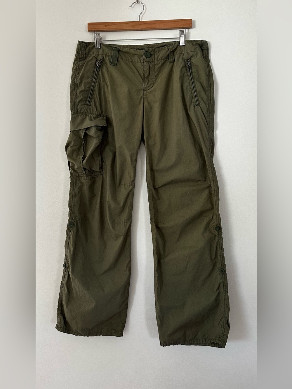Express Vintage Y2K Olive Green Convertible Utility Cargo Pants Size 12